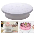 Perfect Pricee Combo Set Of Plastic Revolving Turn Table Cake Stand With 3 Scraper- White - Cake Decoration Tools.