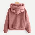 5XL Cute Bear Ear Fuzzy Hoodie Pullover Korean Fashion Loose Warm Fleece Sweatshirt Women's Hoodies Jacket Coat худи оверсайз. 