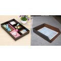 2PCS 4 Slots Desk Drawer Organizer with PU Leather Collection Letter Tray Brown Single Layer. 