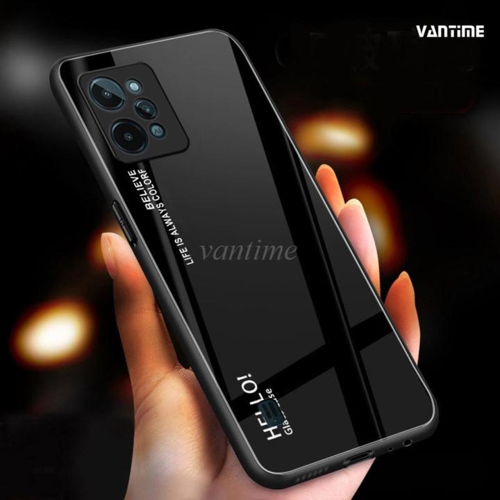 Vantime for Realme C31 Case Gradient Phone Back Hard Glass Cover