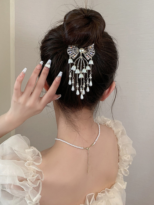 Bell Orchid Flower Hair Claw Clip Tassel Pin Head Ponytail Buckle Hair Clip Women Hairpin Barrette Hair Accessories