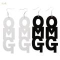 2x cool Acrylic Large OMG Letters Dangle Drop Earring Hip. 