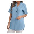 Light and Airy: Solid Color Short-Sleeved V-Neck Tops for Women. 