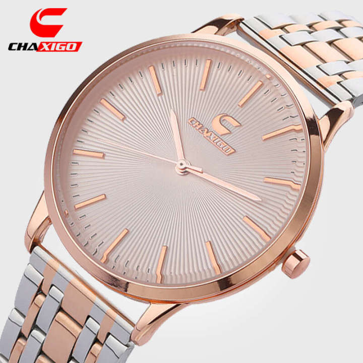 Kasig CHAXIGO Men's Light and Thin Waterproof Fashion Sports Steel Band Quartz Watch Straight