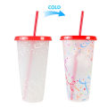 2024 New Halloween PP Coffee Plastic Single Layer Temperature Sensing Straw Color Changing Cup. 