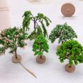 Artificial Moss Rocks/Wooden Base Model Trees Garden Decor Accessories Natural Green Simulation Fake Trees Plastic Dollhouse Mini Tree Kids Toys. 