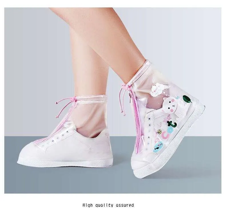 Children's waterproof anti slip male and female elementary school students, rainy day shoe rainproof foot cover, high drum rain boots