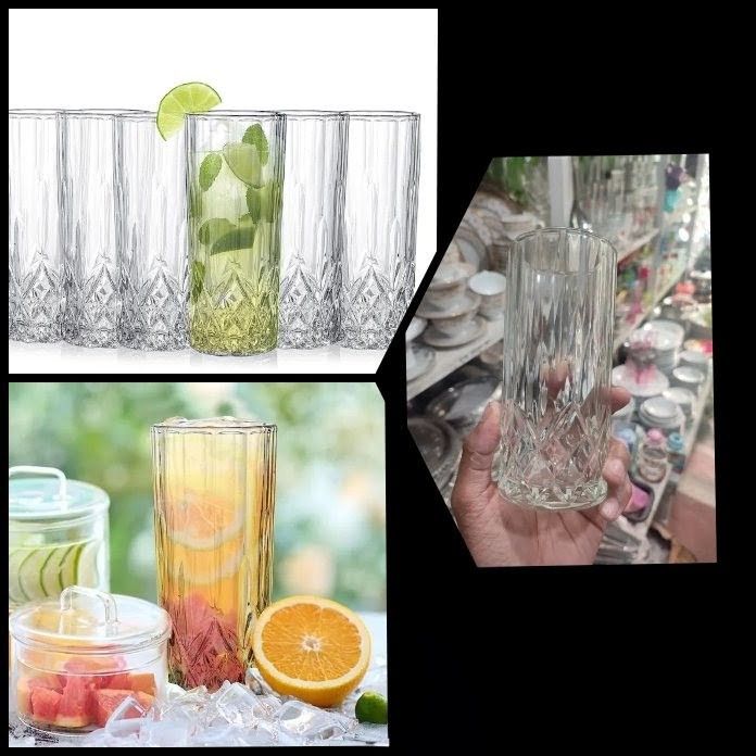 Everyday Use good quality strong crystal clear unique design Heavy 350 Ml Drinking Water glass set 6 pcs