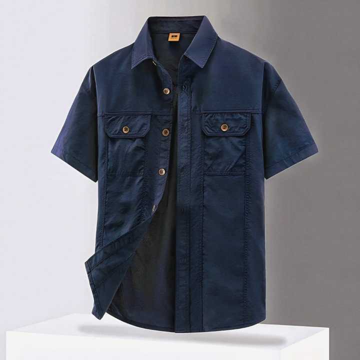 Stylish%20Solid%20Color%20Casual%20Half%20Sleeve%20Shirt%20with%20Double%20Pocket%20for%20Men%20-%20Image%205