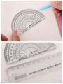 4 pieces of straight ruler Math Geometry Stationery Ruler Set Squares Protractor. 