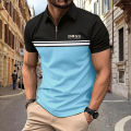 Spring Summer Autumn New Men's Short-sleeved Polo Shirt Sports Fitness Fashion Color Contrast Zipper High Quality Polo Shirt.