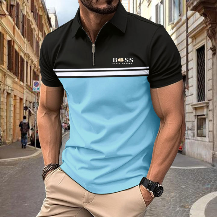 Spring%20Summer%20Autumn%20New%20Men's%20Short-sleeved%20Polo%20Shirt%20Sports%20Fitness%20Fashion%20Color%20Contrast%20Zipper%20High%20Quality%20Polo%20Shirt%20-%20Image%205