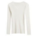 Autumn and Winter V Collar Knitted Long Sleeve Slim Fit Skinny Thermal Bottoming Shirt Top Trendy Pullover Slimming Sweater Women Wholesale. 