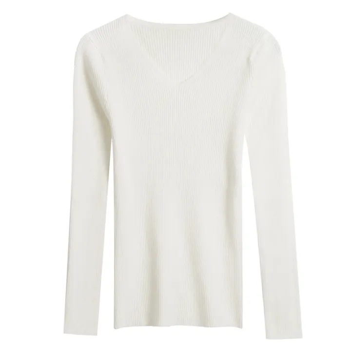 Autumn%20and%20Winter%20V%20Collar%20Knitted%20Long%20Sleeve%20Slim%20Fit%20Skinny%20Thermal%20Bottoming%20Shirt%20Top%20Trendy%20Pullover%20Slimming%20Sweater%20Women%20Wholesale%20-%20Image%205