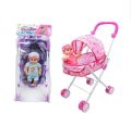 Baby Doll Stroller Foldable Baby Pram Trolley with Dolls for Girls and Boys Toys. 