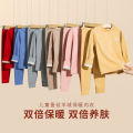 Children's thermal underwear set, silk wool baby autumn clothes, autumn pants, sanded wool boys, girls, loungewear, base shirts. 