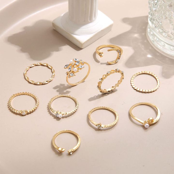 10Pcs/Set%20Trendy%20Sweet%20Crystal%20Leaf%20Flower%20Moon%20Star%20Opening%20Heart%20Rings%20Bohemian%20Women%20Rhinestone%20Jewelry%20Fashion%20Geometric%20Rings%20Set%20-%20Image%208
