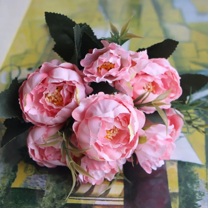 Shabby%20chic%20Bouquet%20European%20Pretty%20Bride%20Wedding%20Small%20Peony%20Silk%20Flowers%20Cheap%20Mini%20Flowers%20for%20Home%20Decoration%20Indoor%20-%20Image%202