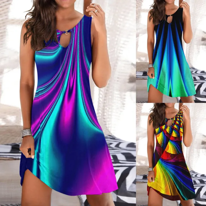 3D%20Abstract%20Painting%20Mini%20Dress%20Women%20Fashion%20Printed%20Hollow%20Out%20Sleeveless%20Dresses%20Elegant%20Boho%20Loose%20Beach%20Dress%20Party%20Vestido%20-%20Image%202