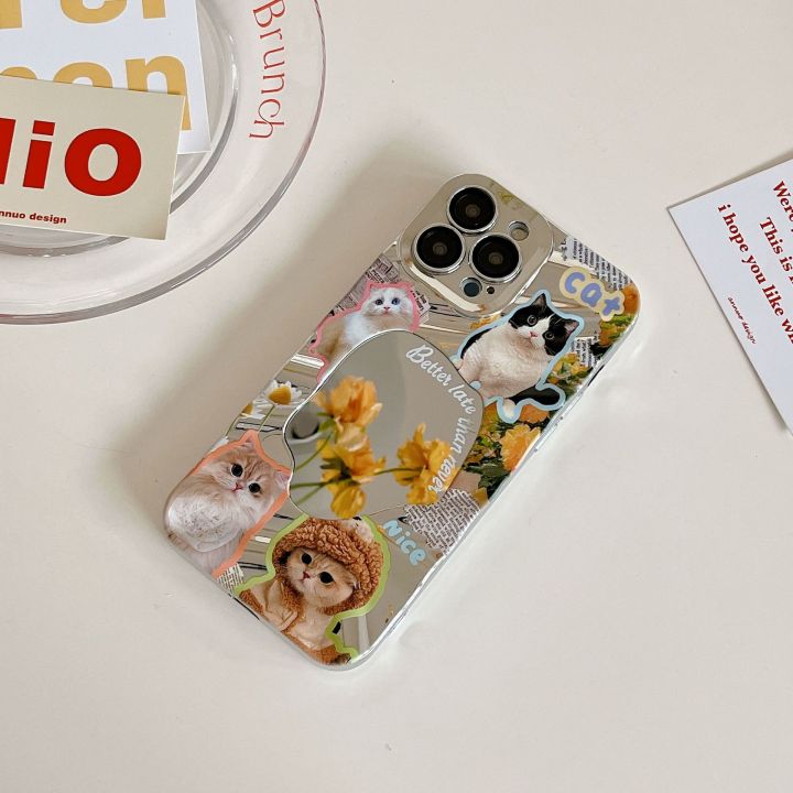 Creative%20Cartoon%20Cat%20Dog%20Phone%20Case%20For%20iPhone%2015%2014%2013%2012%2011%20Pro%20Max%20Silicone%20Shell%20With%20Mirror%20Back%20Cover%20-%20Image%203