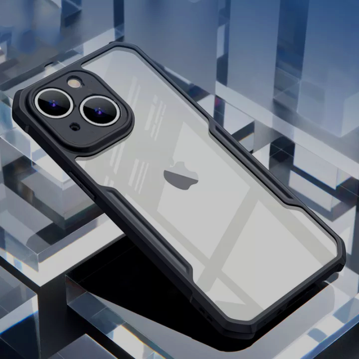 For iPhone 13 Edge-Reinforced Shockproof Cushion Back Clear Hybrid Transparent Hard Cover Casing