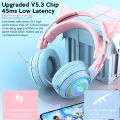Cat Car Headphones Headset Gamer Wireless Headphones with Mic Gamer Girl Antler Bluetooth Gaming Headphones.