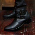 Luxury Leather Chelsea Boots Men Designer White Dress Boots Men Casual High top Buckle Strap Formal Shoes Men Motorcycle Boots.