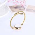 Luxury Golden Cable Wire Band Women's Dress Quartz Bangle Cuff Watch Small Dial-17. 