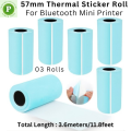 3 Rolls, Size: 57mm X 30mm, Self-Adhesive Inkless Waterproof Blue Color Thermal Sticker Paper Roll  - Perfect For Mini Printer, Portable Printer, Printer Mini, Label Printer, Model C9, PT 210, 230,X5, X6,C22 Etc.. 