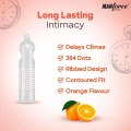 Manforce Overtime Long Lasting, Dotted, Ribbed & Contoured Orange Flavoured Condom 3 Pack (9 Pcs).