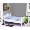 【Upgrade Your Style】 1/12 Wood Mini Single Bed Home Bedroom Model. 