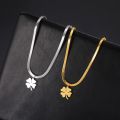 Skyrim Four Leaf Clover Women Necklace Stainless Steel Gold Color Snake Chain Choker for Women Girls Fashion Jewelry Wholesale.