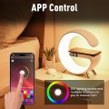 G63 Speaker Lamp - APP Control 3 in 1 Multi-Function Bluetooth Speaker With Wireless Charging, RGB Light and Alarm Clock - Charger G Lamp with Sunrise Alarm for Bedroom & Bedside table (G Speaker). 