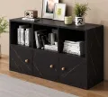 RK Engineered Wood 6 Layers Bookshelf Storage Cabinet Organizer Shelf Horizontal Multi Storage Space Wooden Rack Display Shelf With Drawers.Size: L36XH24X10.