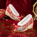 Auspicious Ruyi 2023 Winter New Xiuhe with Chinese Embroidered Pearl Slope and Ancient Style Hanfu Wedding Shoes.