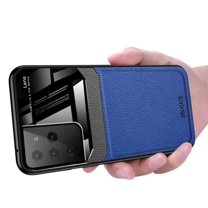 Case%20for%20Samsung%20Galaxy%20S21%20ultra%205G%20leather%20mirror%20tempered%20glass%20shockproof%20phone%20back%20cover%20-%20Image%203