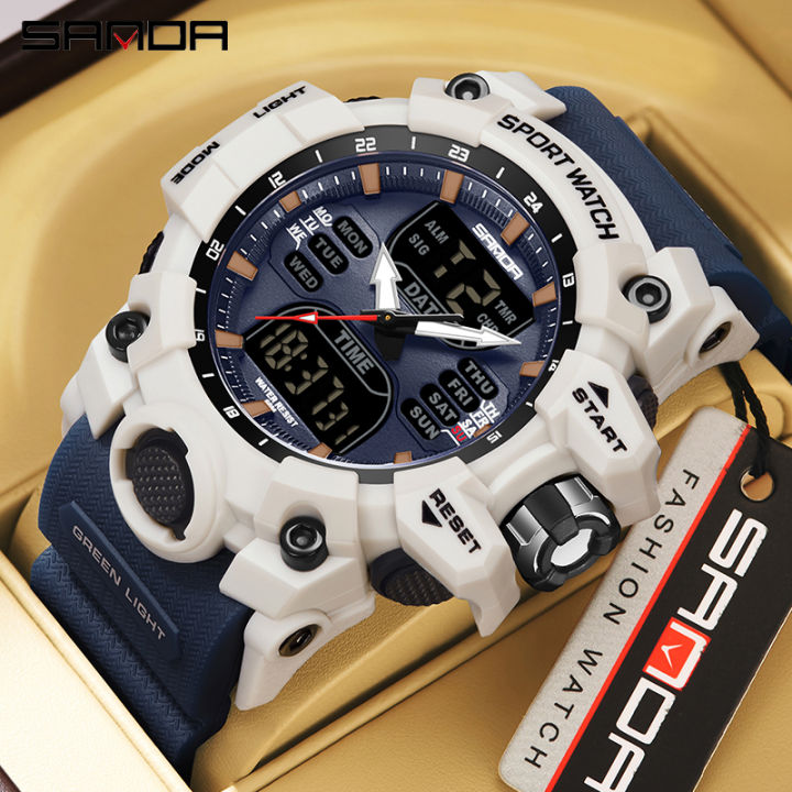 SANDA LED Digital Men Watch G Style Military Sports Electronic