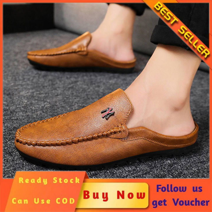 Korean Half Shoes for men Half Slippers Flat Sandals Lazy Shoes Loafers for men New Fashion Casual Shoes Mules for men