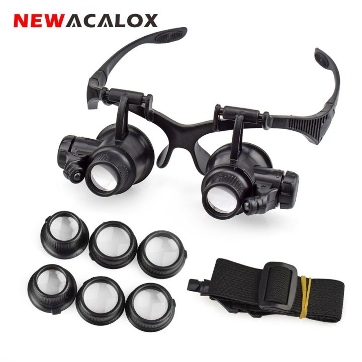 NEWACALOX%2010X/15X/20X/25X%20Portable%20Head%20Wearing%20Magnifying%20Glass%202%20LED/8%20Lens%20for%20Jewelry%20Watchmaker%20Close%20Work%20Magnifiers%20-%20Image%203
