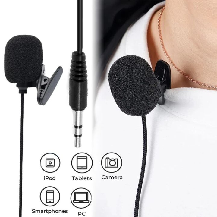 3.5mm Mini Wired Clip-on Microphone For Laptop Phone Tablet PC Recording Speaker Portable Noise Reduction Lavalier Microphone