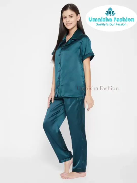 Comfortable%20Short%20Sleeve%20Night-wear%20Shirt%20and%20Pant%20Set%20for%20Ladies,%20Pure%20Silk%20and%20Satin%20-%20Image%207