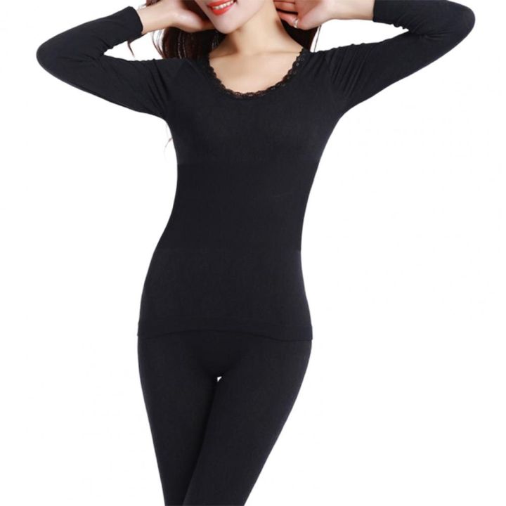 1%20Set%20Women%20Long%20Johns%20Fashion%20Pattern%20Lace%20Long%20Sleeve%20O-Neck%20Winter%20Solid%20Color%20Thermal%20Underwear%20Suit%20Pajama%20Set%20Women%20-%20Image%205
