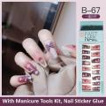 Fast Nail Quick Press 24x False Nail Set With Sticker Glue - B67 - Fake Nails. 