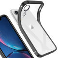 For Apple iPhone XR Lightweight Transparent Crystal Soft Gel TPU Square Plating Bumper Protective Case Cover.
