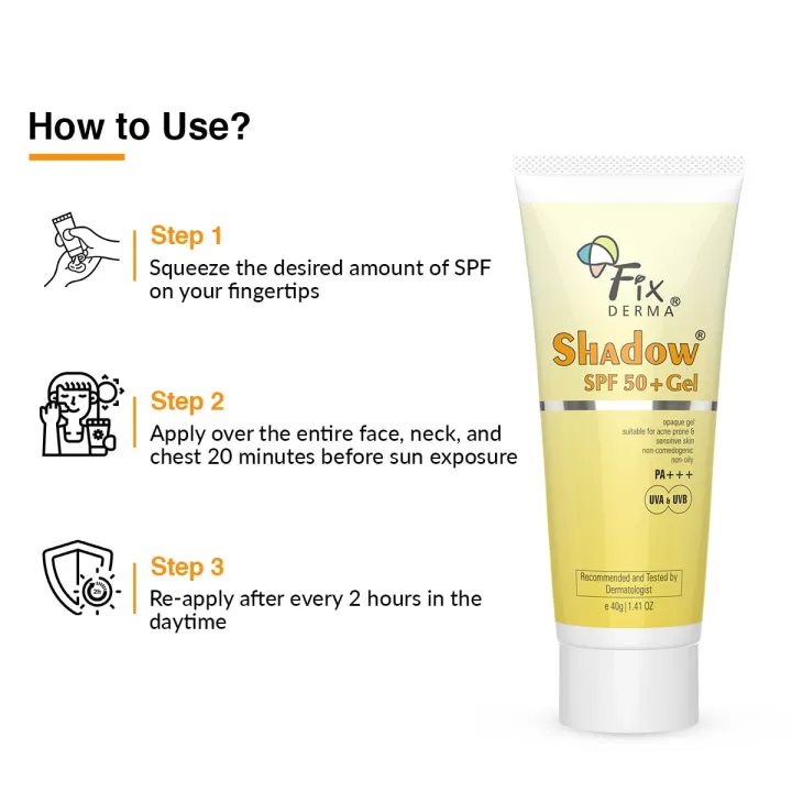 FIXDERMA%20Shadow%20Sunscreen%20Spf%2050+%20Gel%20For%20Oily%20Skin,%20Body%20&%20Face,%20Broad%20Spectrum%20For%20Uva%20&%20Uvb%20Protection%20For%20Unisex,%20Non%20Greasy%20&%20Water%20Resistant,%2040g%20-%20Image%205