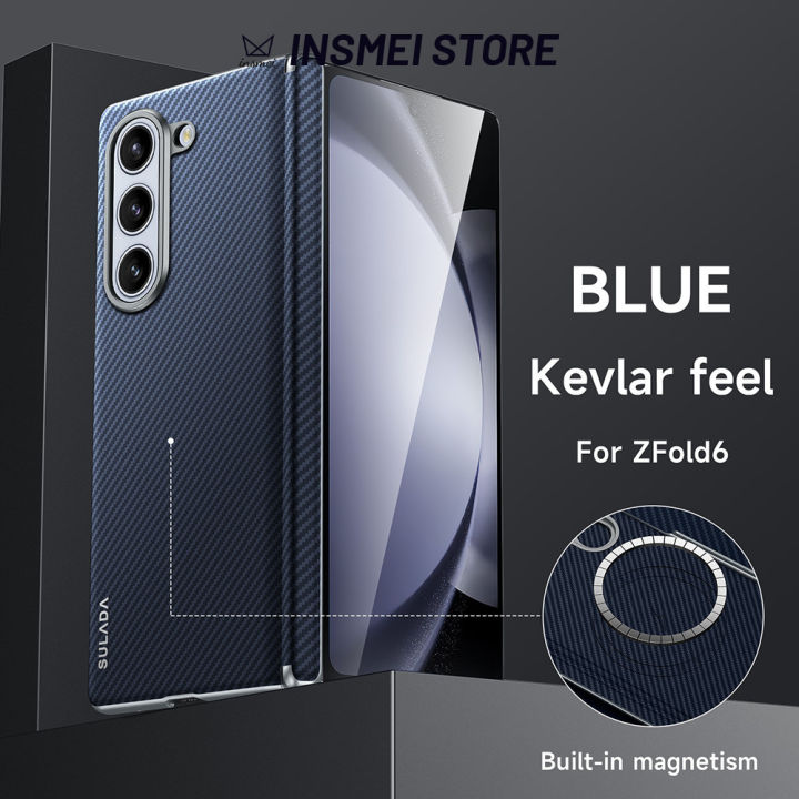 【Clearance】 For Galaxy Z Fold6/5/4 Case Built-In Magnetic Hinge Protective Back Cover, Fold6 Fold5 Fold4 Casing "- Blue