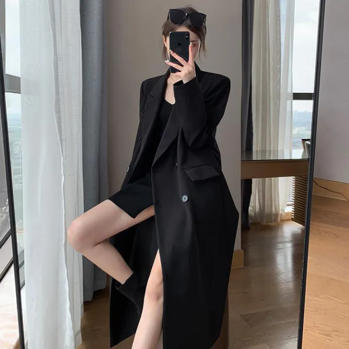 Black%20Suit%20Trench%20Coat%20Women2022Autumn%20New%20High-Grade%20Temperament%20Wild%20Slimming%20Mid-Length%20Coat%20Coat%20-%20Image%202