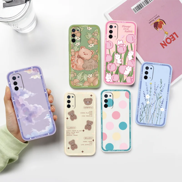 For OPPO A54 A74 5G Phone Case Soft Shockproof Cartoon Flower Back