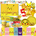 New Pokemon Birthday Decoration Pikachu Balloon Party Supplies Disposable Tableware Tablecloth Straws Cup Plates Baby Shower Toy. 