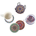 painting technique painting coasters Handmade Beginner-friendly 8 pcs set DIY mandala coasters Mandala design With holder Art craft coasters for Home decor Craft projects Gifts for art enthusiasts.